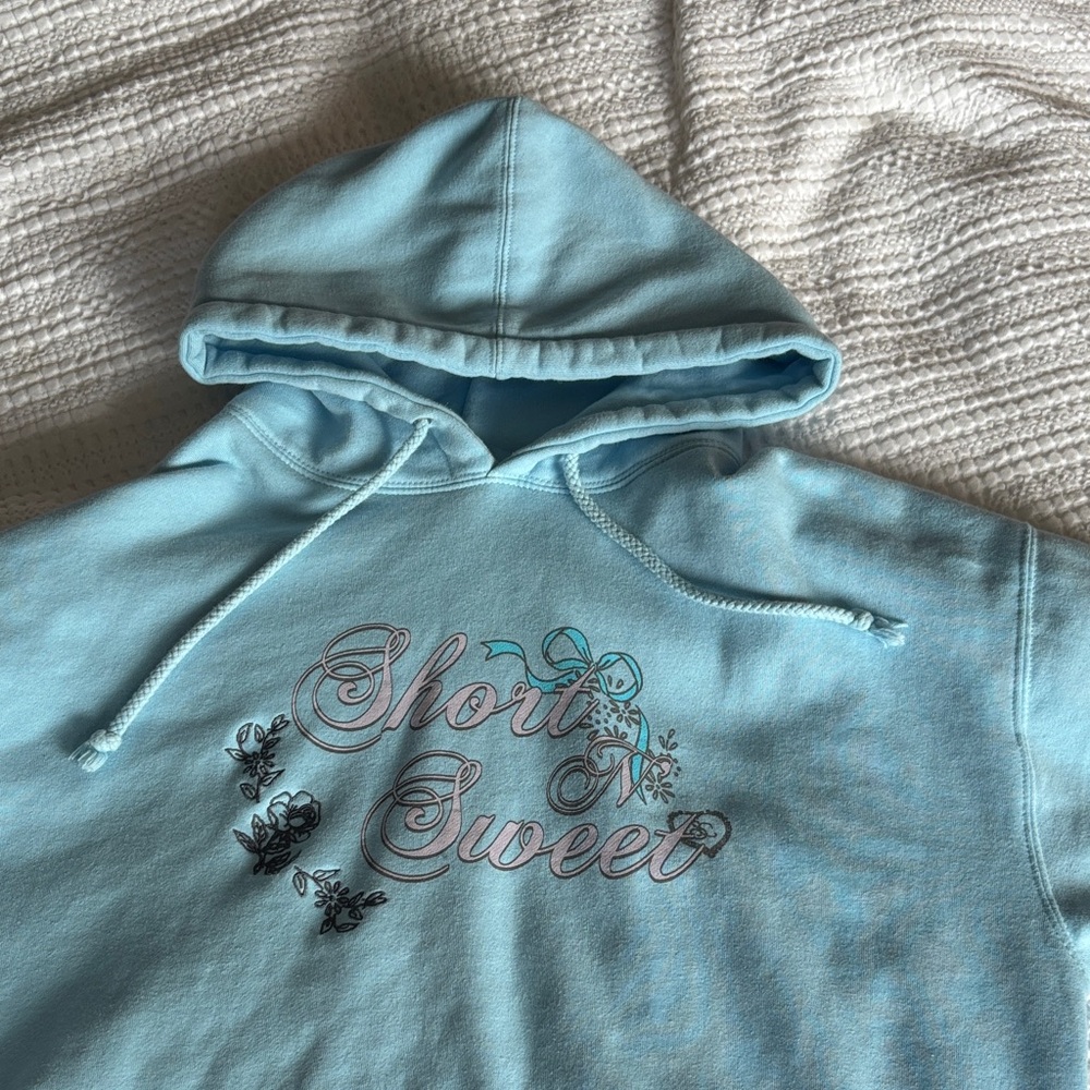 Light Blue Graphic Sabrina Carpenter Short N Sweet Tour Sweatshirt